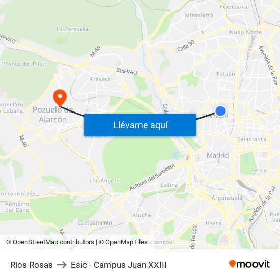 Ríos Rosas to Esic - Campus Juan XXIII map