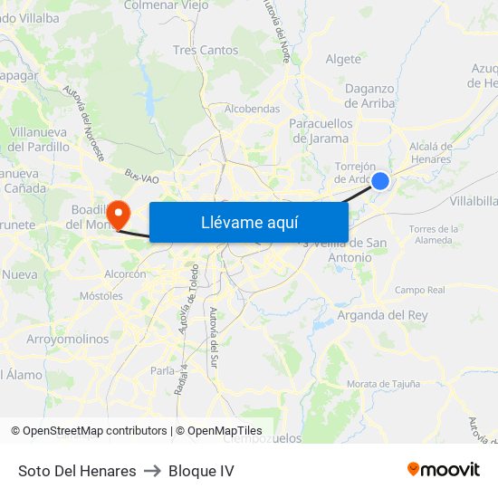 Soto Del Henares to Bloque IV map