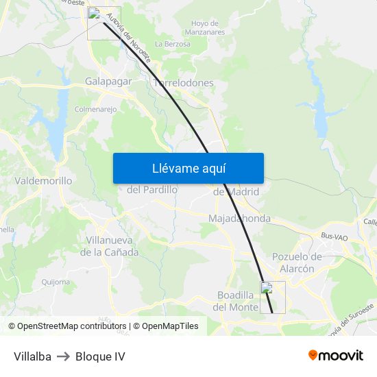 Villalba to Bloque IV map