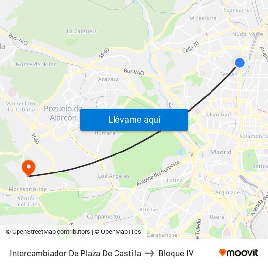 Intercambiador De Plaza De Castilla to Bloque IV map