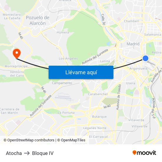 Atocha to Bloque IV map