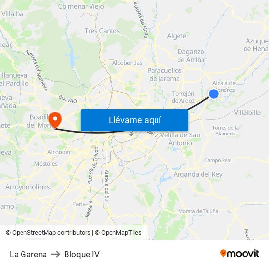 La Garena to Bloque IV map