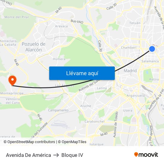 Avenida De América to Bloque IV map