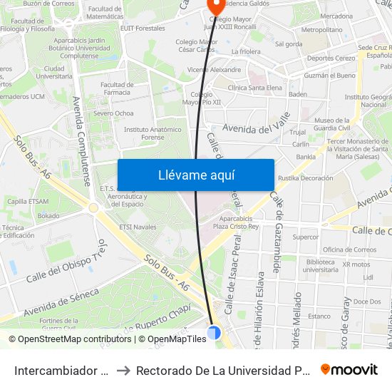 Intercambiador De Moncloa to Rectorado De La Universidad Politécnica De Madrid map