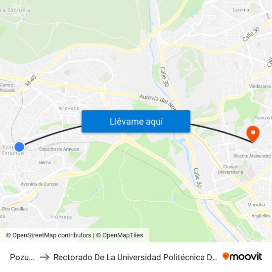 Pozuelo to Rectorado De La Universidad Politécnica De Madrid map