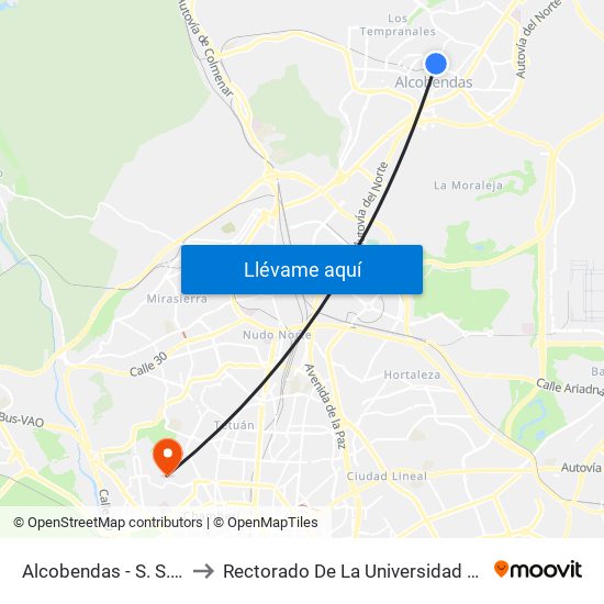 Alcobendas - S. S. De Los Reyes to Rectorado De La Universidad Politécnica De Madrid map