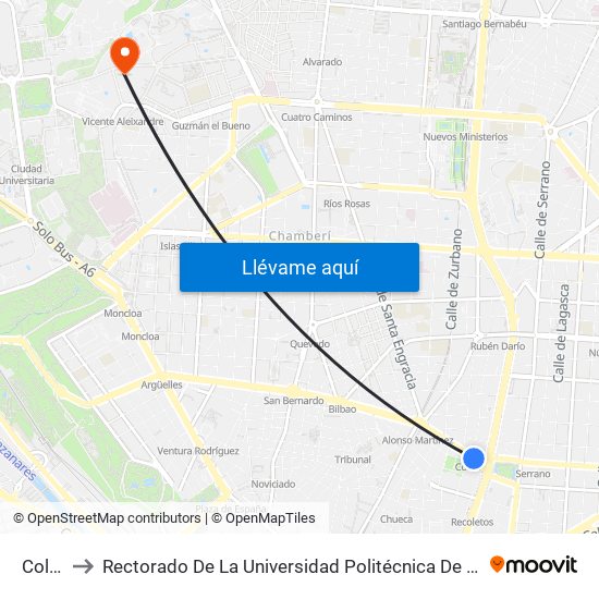 Colón to Rectorado De La Universidad Politécnica De Madrid map