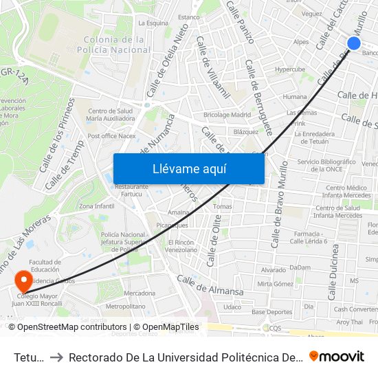 Tetuán to Rectorado De La Universidad Politécnica De Madrid map