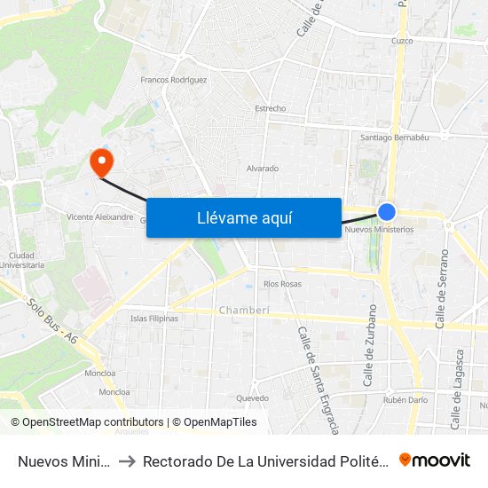 Nuevos Ministerios to Rectorado De La Universidad Politécnica De Madrid map