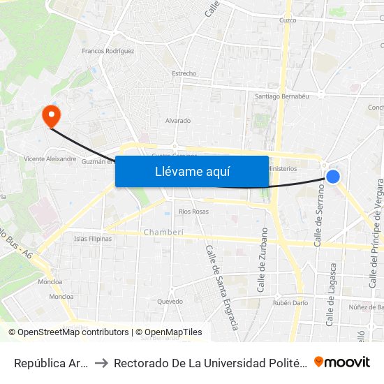 República Argentina to Rectorado De La Universidad Politécnica De Madrid map
