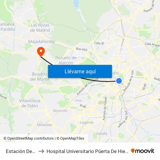 Estación De Atocha to Hospital Universitario Pûerta De Hierro Majadahonda map