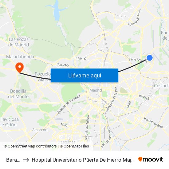 Barajas to Hospital Universitario Pûerta De Hierro Majadahonda map