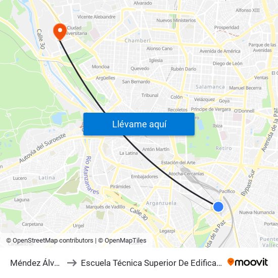 Méndez Álvaro to Escuela Técnica Superior De Edificación map