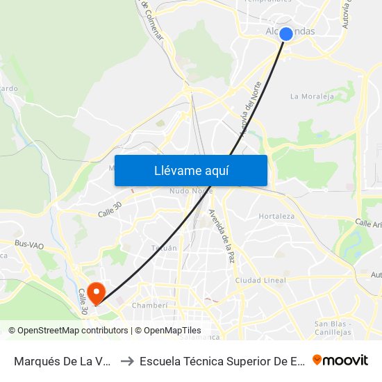 Marqués De La Valdavia to Escuela Técnica Superior De Edificación map