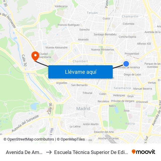 Avenida De América to Escuela Técnica Superior De Edificación map