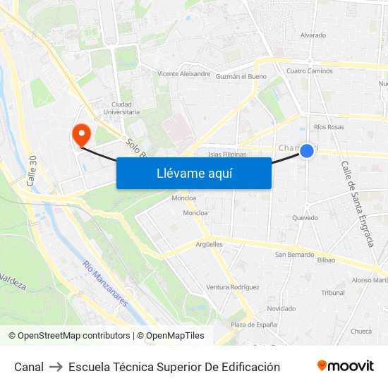 Canal to Escuela Técnica Superior De Edificación map