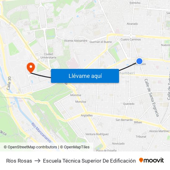 Ríos Rosas to Escuela Técnica Superior De Edificación map