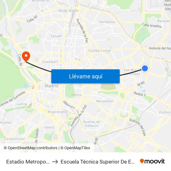 Estadio Metropolitano to Escuela Técnica Superior De Edificación map