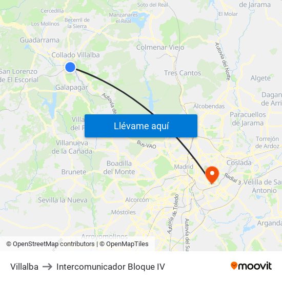 Villalba to Intercomunicador Bloque IV map