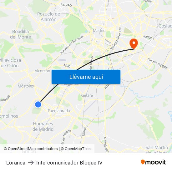 Loranca to Intercomunicador Bloque IV map