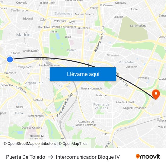 Puerta De Toledo to Intercomunicador Bloque IV map