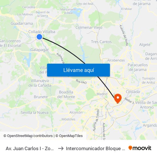 Av. Juan Carlos I - Zoco to Intercomunicador Bloque IV map
