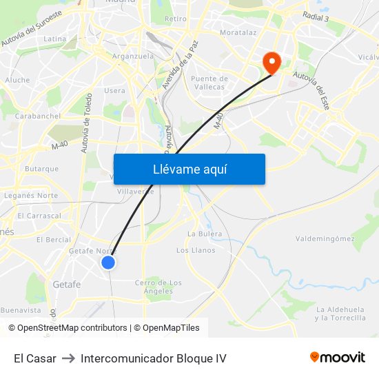 El Casar to Intercomunicador Bloque IV map
