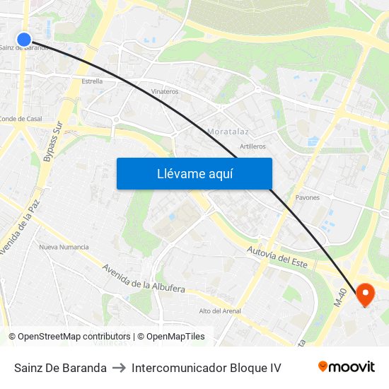 Sainz De Baranda to Intercomunicador Bloque IV map