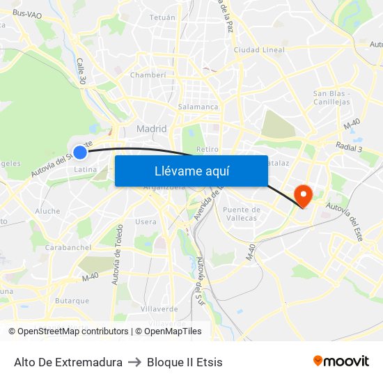 Alto De Extremadura to Bloque II Etsis map