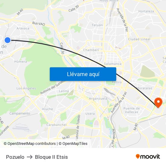 Pozuelo to Bloque II Etsis map