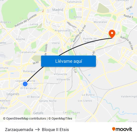 Zarzaquemada to Bloque II Etsis map