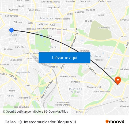 Callao to Intercomunicador Bloque VIII map