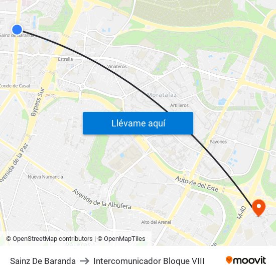 Sainz De Baranda to Intercomunicador Bloque VIII map