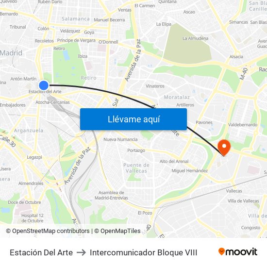 Estación Del Arte to Intercomunicador Bloque VIII map