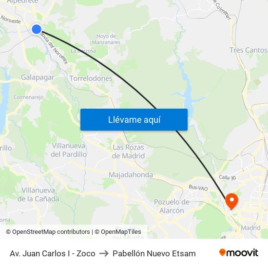 Av. Juan Carlos I - Zoco to Pabellón Nuevo Etsam map
