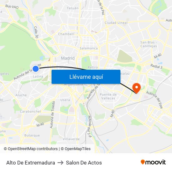 Alto De Extremadura to Salon De Actos map