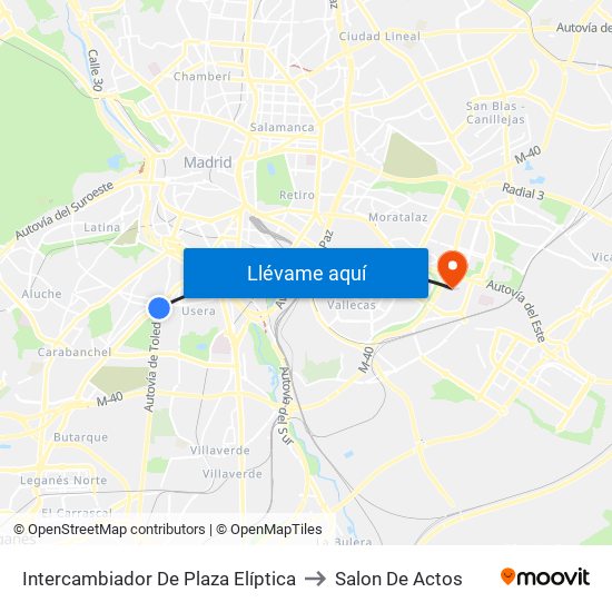 Intercambiador De Plaza Elíptica to Salon De Actos map