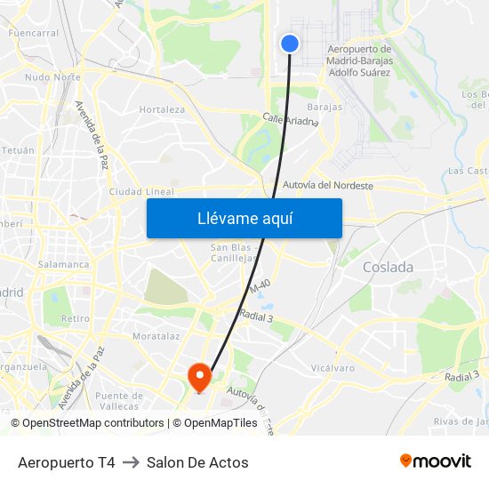 Aeropuerto T4 to Salon De Actos map