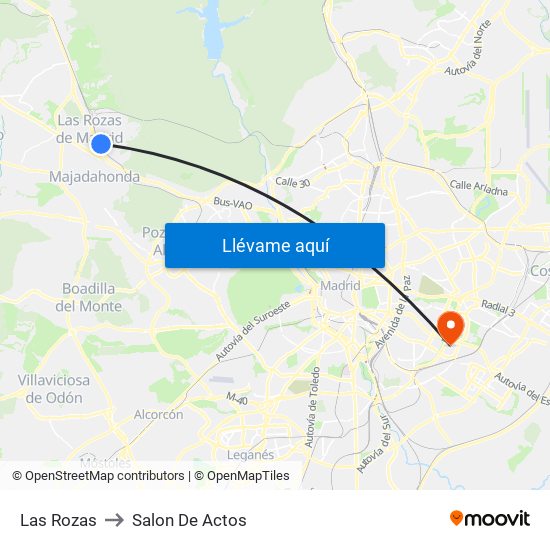 Las Rozas to Salon De Actos map