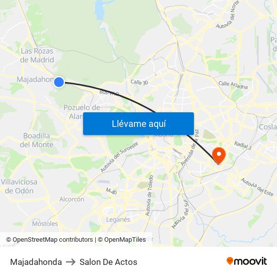Majadahonda to Salon De Actos map