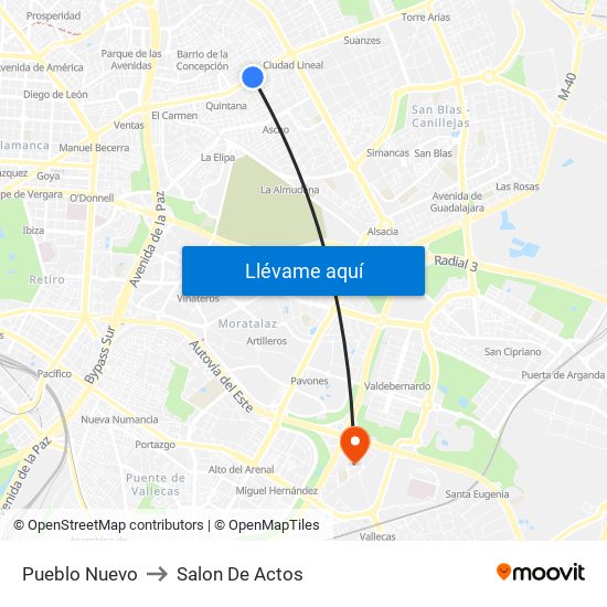 Pueblo Nuevo to Salon De Actos map