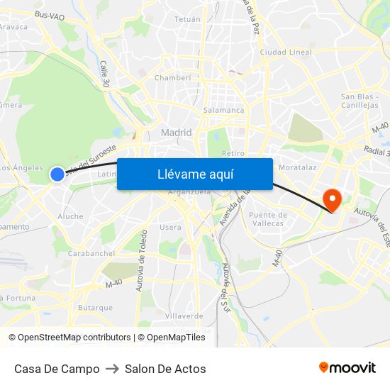 Casa De Campo to Salon De Actos map