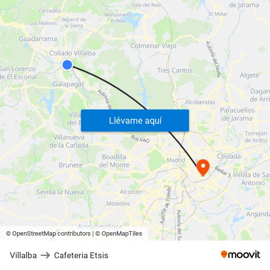 Villalba to Cafeteria Etsis map
