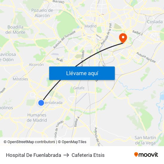 Hospital De Fuenlabrada to Cafeteria Etsis map