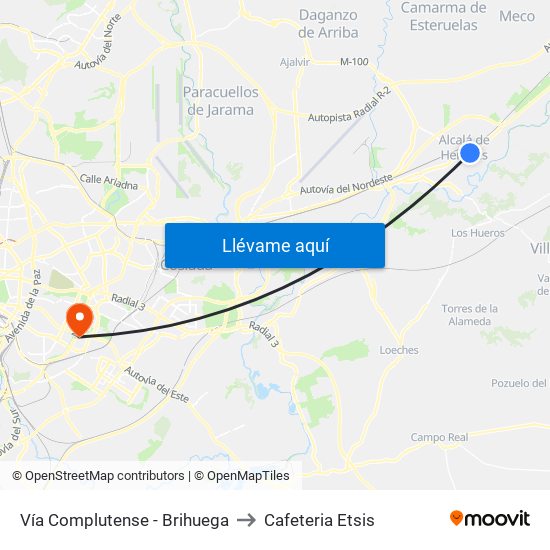 Vía Complutense - Brihuega to Cafeteria Etsis map