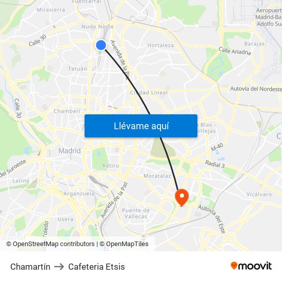 Chamartín to Cafeteria Etsis map
