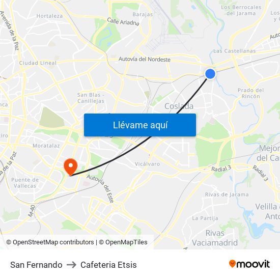 San Fernando to Cafeteria Etsis map