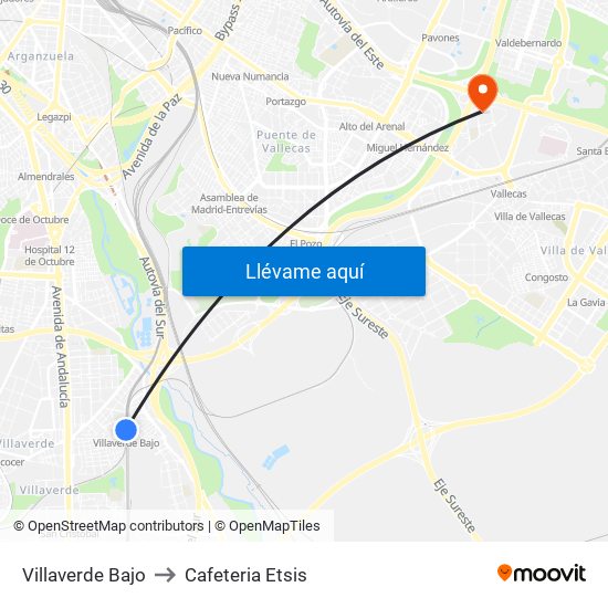 Villaverde Bajo to Cafeteria Etsis map