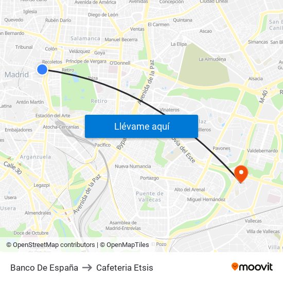 Banco De España to Cafeteria Etsis map