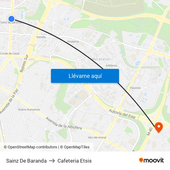 Sainz De Baranda to Cafeteria Etsis map